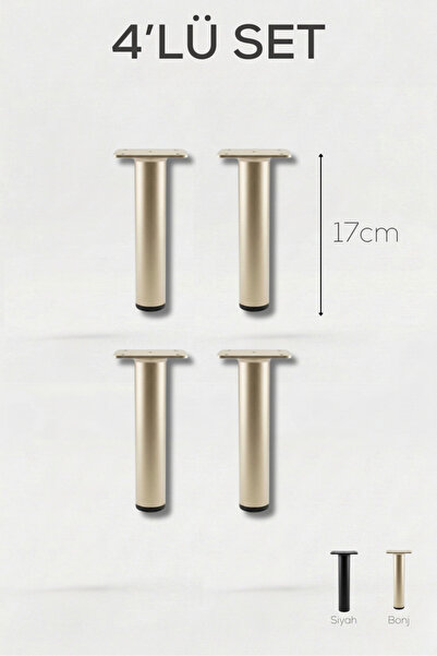 NİKSA METAL Boru Ayak 4lü Set Bonj-17-Modern Metal Mobilya Baza Ayak-Koltuk K...