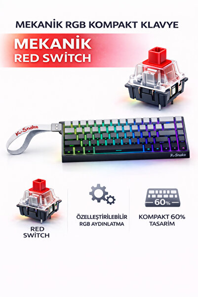 MAMBASNAKE 68 Tuş Red Switch RGB Mekanik Oyuncu Klavyesi – Hot Sbhghhhwapple,...