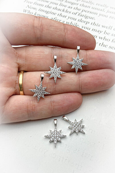 roshel Zirkon Taşlı Kuzey Yıldızı Kolye & Küpe ve Takı Ucu, 2 Farklı Kaplama ...