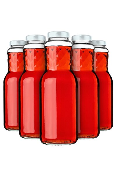 KADAX Sticlă de suc, 1L, cu capac alb, 5 bucăți