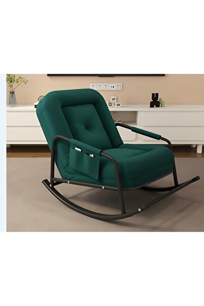 ZUIHAO Upholstered Rocking Chair with Adjustable Footrest Detachable Padded C...