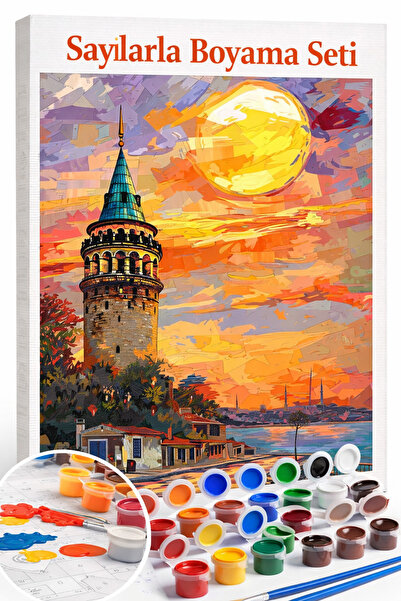 Aren Design Sayılarla Boyama Çerçeveli Hobi Seti Numaralı Tuval Fırça Boya Da...