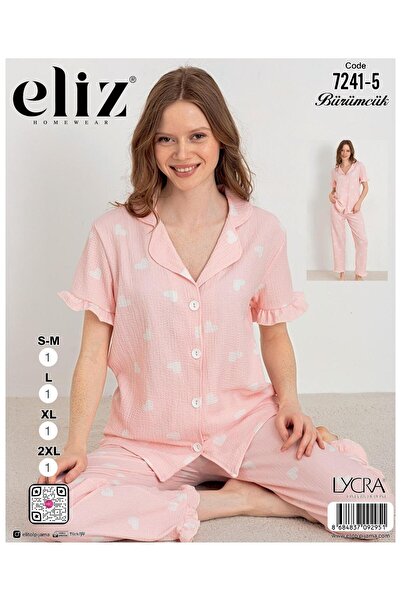 MYS GRUP TEKSTİL Tie-Up Buttoned Pajama Set 7241-1