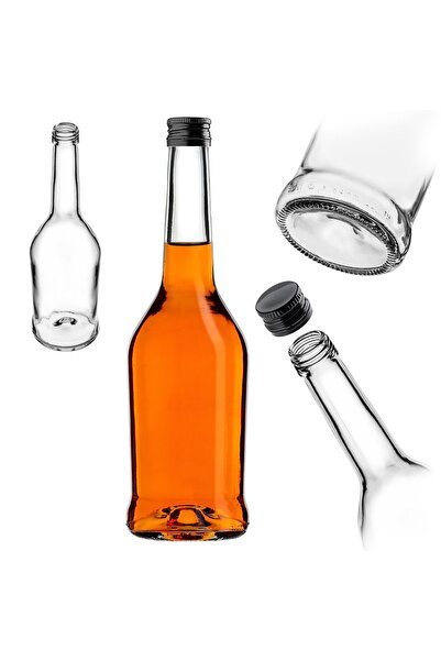 KADAX Sticlă de sticlă pentru lichior, 500 ml, cu capac negru, 1 buc.