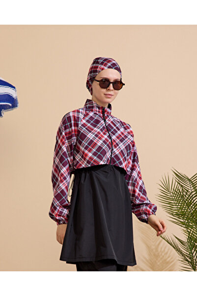 GAVLİA Women's Hijab Swimsuit Set of 4 with Half-Zip Closure..