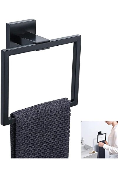 Arabest Square Towel Holder, Matte Black Bath Towel Holder, for Towel and Bat...