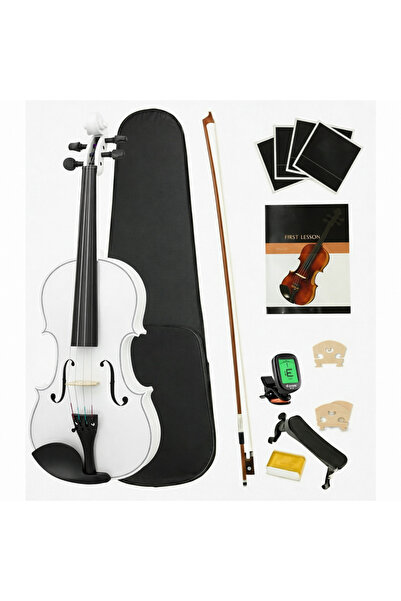 MegArya طقم كمان كامل الحجم 4/4 للمبتدئين - باللون الأبيض