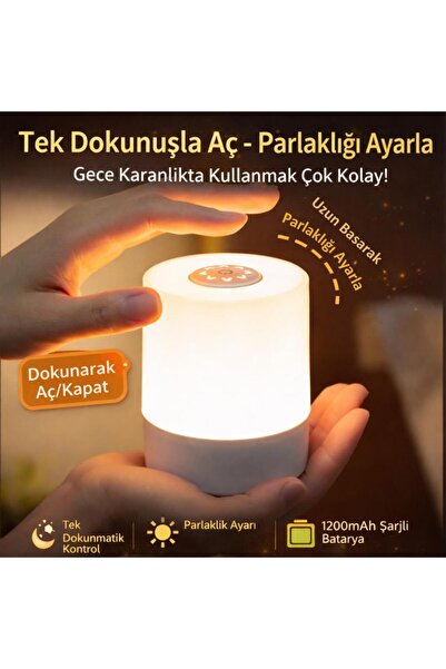 coofbe Parlaklık Ayarlı Şarjlı Saatli Masa Lambası Gece Lambası LED Göz Korumalı Masaüstü Saat Gece