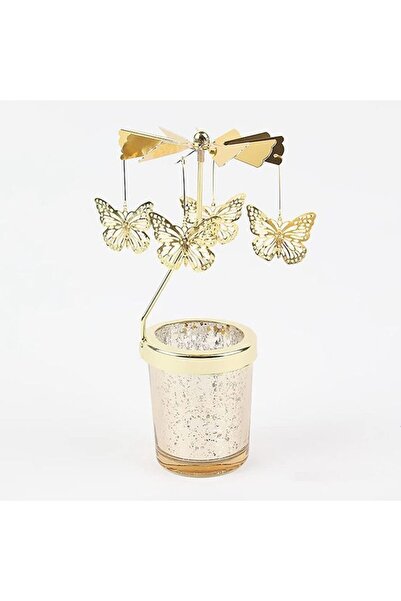 Arabest حامل شموع دوار، طقم شمعدان ذهبي دوار لحفلات أعياد الميلاد، زينة طاولة...