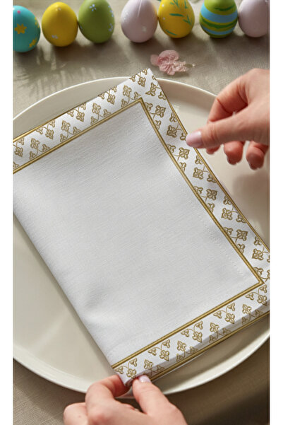 Markaev Gold Authentic Ramadan Cotton Piece Napkin Set of 4