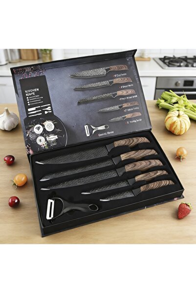 Klyte 6-Piece Forged Handmade Kitchen Knife Set with Peeler, Chef/Vegetable/M...