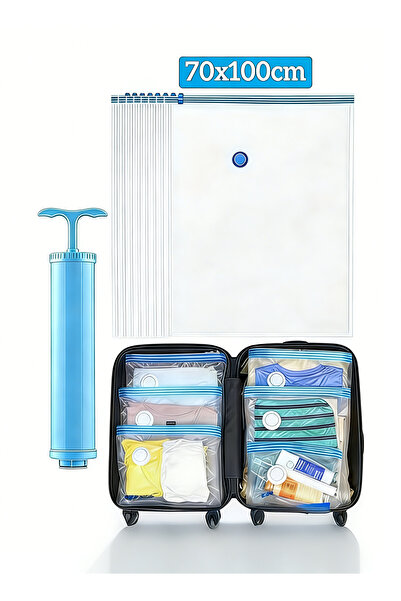 Yoawllty عبوة من 8 أكياس تخزين مفرغة من الهواء مع مضخة يدوية، أكياس موفرة للم...