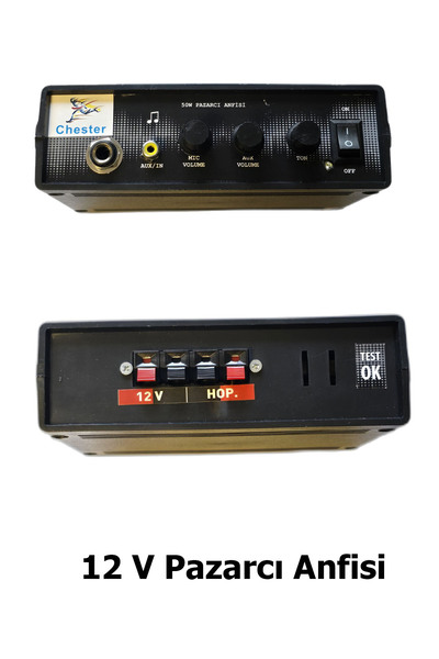 chester 50W Pazarcı Anfisi - 12V DC Seyyar Satıcı ve Araç Üstü Anons Anfisi -...