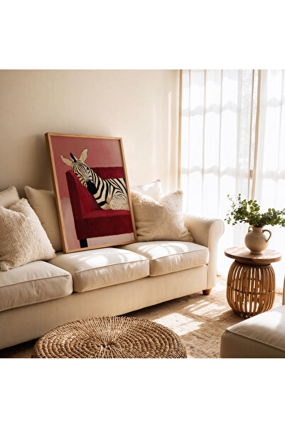 Tuba Decor Tablou cu zebră culcată, într-o singură bucată, cu ramă din lemn