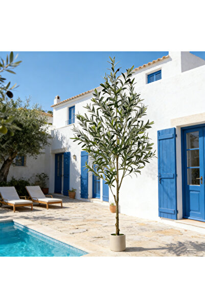 BESTONE شجرة زيتون صناعية مع زيتون، جذع طبيعي، نبات أرضي داخلي مزروع في أصيص