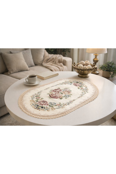 Yeshome Collection غطاء طاولة قهوة بيضاوي الشكل من رويال بوكيه جوبلن مقاس 40×...