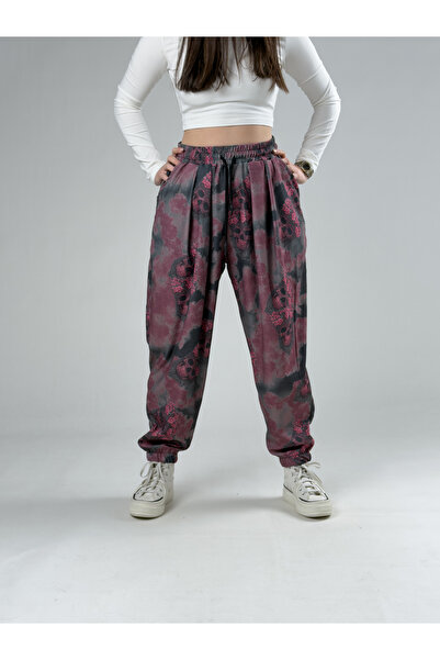 COCOPELLI Pink Skull Patterned Women's Jogger Pants Pants Coc2953