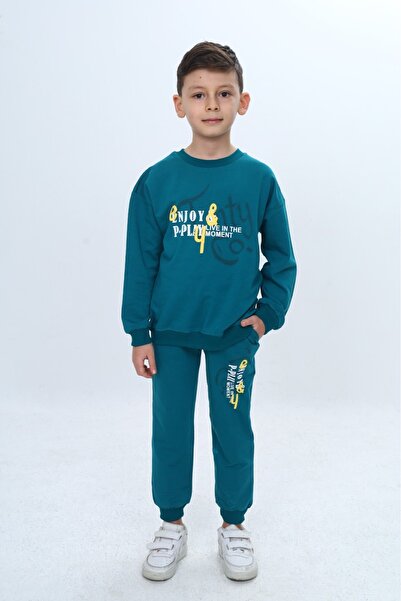 Toontoy Boy's Tracksuit Set with Text on the Front Printed