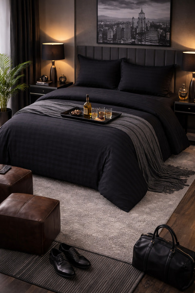 Casa Pucioasa Damask Bed Linen 4-Piece Set 180x200 with Stretchy +25cm Extra,...