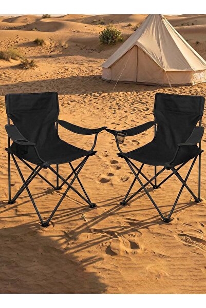 Taimi 2-Piece Folding Camping Chair with Armrests and Mesh Cup Holder-Chair w...