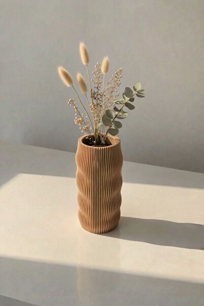 Modelia3D Minimal Dalgalı Dekoratif Vazo | 3D Baskı Modern Masa Üstü Vazo | K...