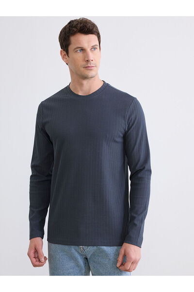 LC Waikiki Nevavm Oval Collar Long Sleeve Ribbed Men's T-Shirt with Difference