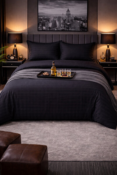 Set de in de pat damasc 4 piese 180x200 cu elastic +25 cm suplimentar, bumbac hotelier, fețe de pernă 55x80 miniatura 3