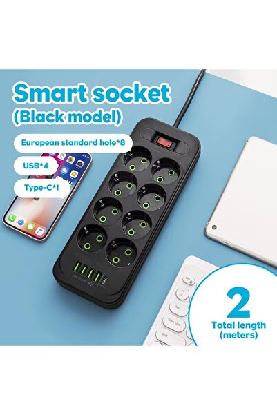 Choice EU Plug D8L Black 2M European style plug multi contact AC sket power b...