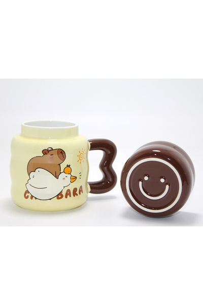 MericLine Capybara Design Heat-Insulated Porcelain Cup with Lid
