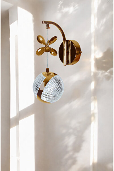 EY-EL TASARIM Perla Stylish Led Sconce with Butterfly Stone Pendant Lamp in R...