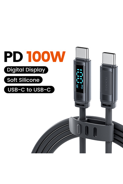 Choice4 كابل توكي USB-C بطول 2 متر، قطعة واحدة، بقدرة 100 واط، مزود بشاشة LED...