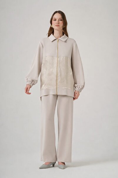 Nuss 1048 Desenli Biye Detaylı Kap Pantolon Takım