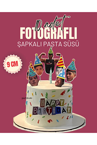 partikuki Parti Şapkalı Model Doğum Günü ÇocukLuk Fotoğraf Retro Yetişkin 10 ...