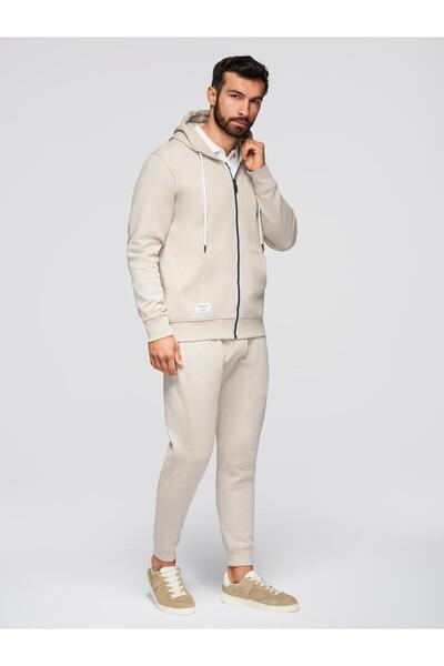 OMBRE Men's Cotton Sports Set Z119 Sweatshirt Jogger Pants Light grey