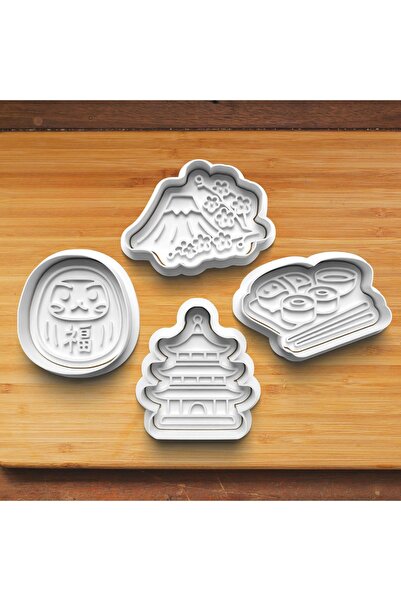 Hobist Japanese Themed Set of 4 Cookie and Candy Dough Molds