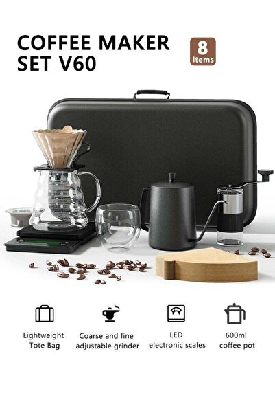 Arabest 8-Piece Manual Pour Over Coffee Set, V60 Drip Coffee Maker with Porta...