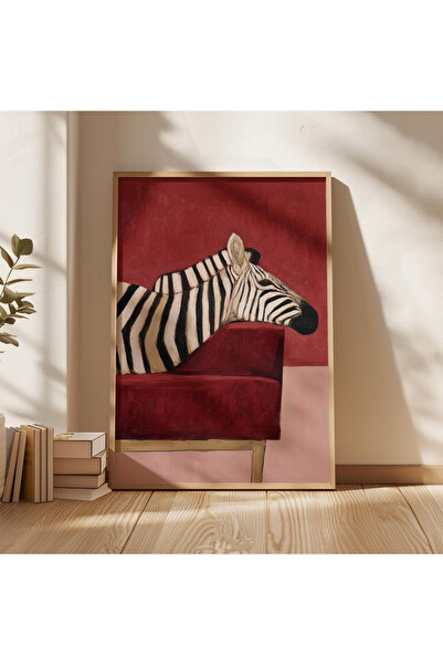 Tuba Decor Tablou cu zebra drăguță înrămată într-o singură ramă de lemn