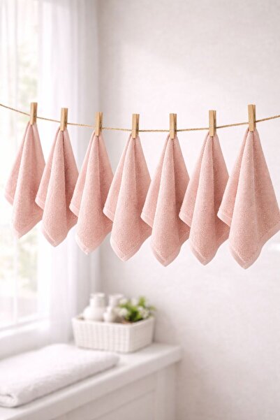 TEXTİLES MAGİC LAMP 7 'li Pembe Mini Havlu Seti - Çok Amaçlı Bambu Havlu Seti...
