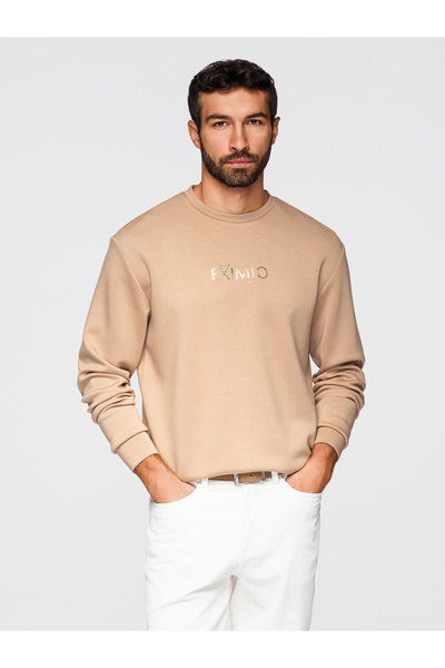 OMBRE Men's Modern Sweatshirt OM-SNBC-0199 Beige