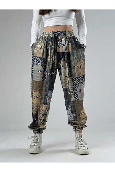 COCOPELLI Cat Patterned Women's Jogger Pants Pants Coc2945