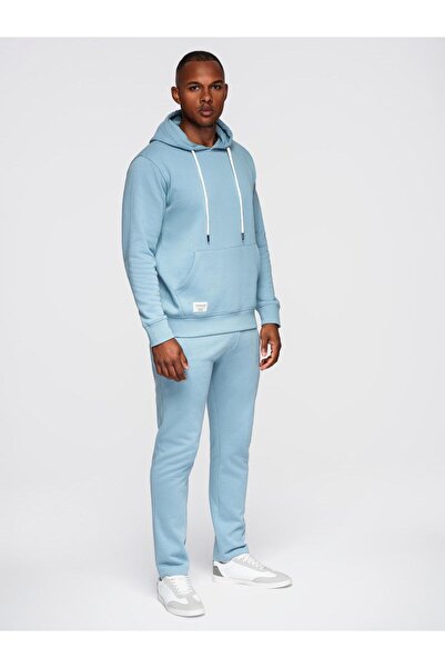 OMBRE Men's Cotton Tracksuit Set, Sweatshirt and Sweatpants Z120 Denim blue