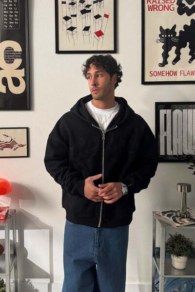 Flaw Wear Premium Fabric Arabic Embroidered Zip Hoodie