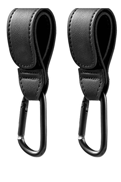 Arabest 2-Piece Stroller Hooks with Velcro Straps, Premium Vegan Leather Bag ...