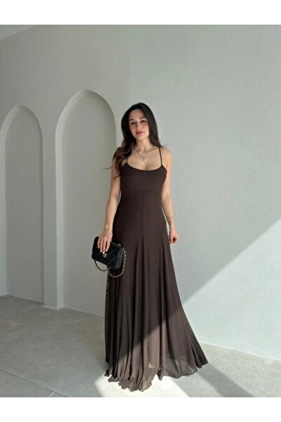 MOVELLA FASHİON New Season Maxi Dress with Adjustable Straps
