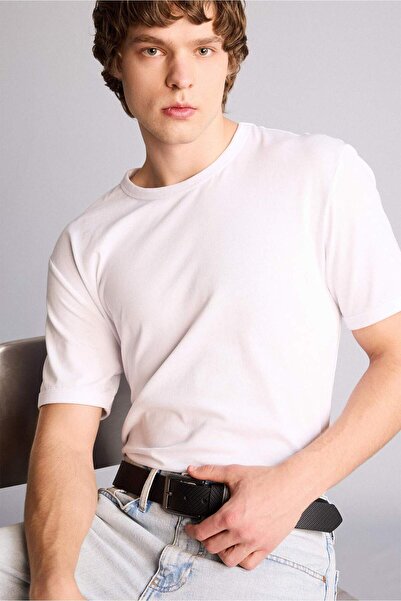 DeFacto Men's Rectangular Buckle Faux Leather Jean Belt I H5096Axns