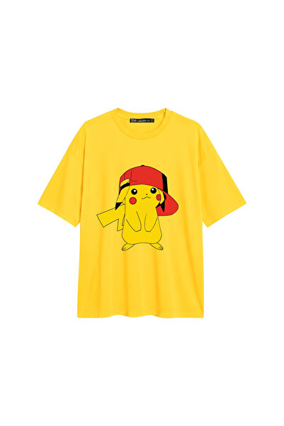 Bak Moda Tricou pentru femei Thunder Cap cu imprimeu, croială lejeră, galben