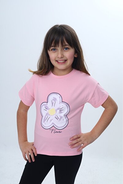 Toontoy Κοριτσίστικο μπλουζάκι με στάμπα λουλουδιών και κειμένου