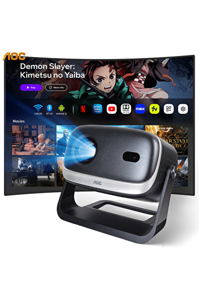 Aoc 720P Projector with WiFi 6, 8000 Lumen 4K Support, Android 12 Auto Focus,...
