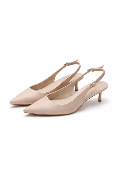PATRON SHOES Genuine Leather 4 cm Heeled Pointed Toe Women's Shoes with Adjus...