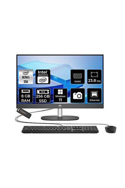 HP ProOne 240 G10 Ultra 5 125U 8GB 256GB SSD 23.8" FHD W11H All in One Bilgisayar & PER4 USB